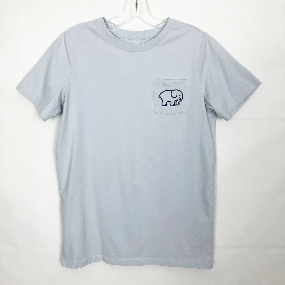 Ivory Ella Elephant Print Blue Tee Size Small